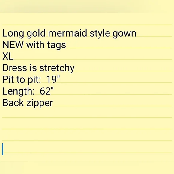 Gold Metallic Dress by Loragal. XL - Picture 7 of 7